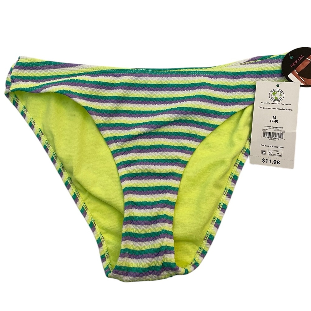 BMWT No Boundaries Striped Swim Bottom Bikini w/ Bright Colors (Yarn Die Stripe)